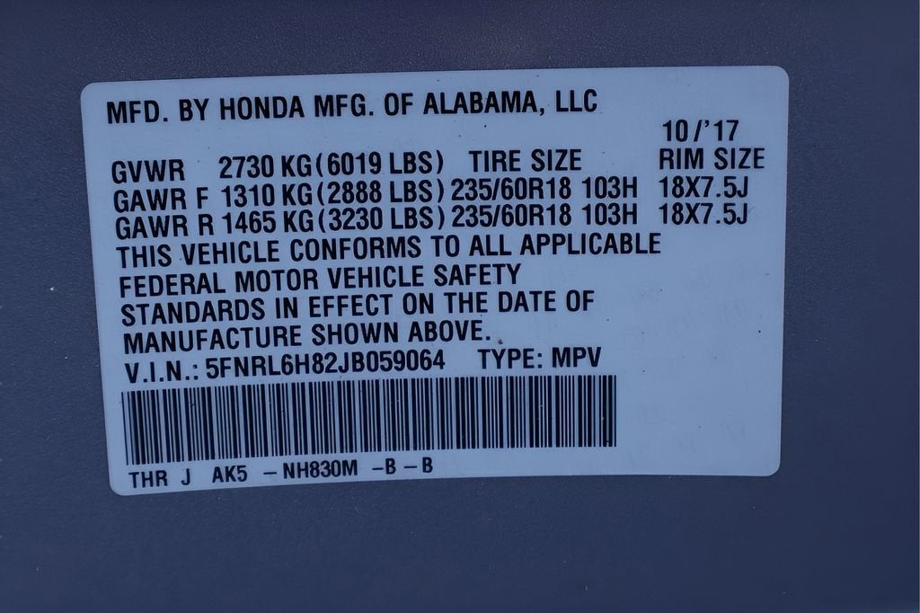 2018 Honda Odyssey Touring