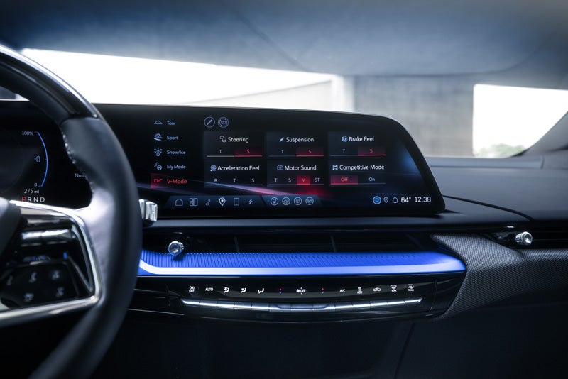 The 2026 OPTIQ-V Display Screen Displaying the V-Mode Settings | Dimmitt Cadillac of Clearwater in Clearwater FL