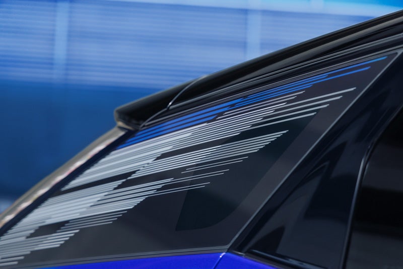 Close-up of the Modern Pattern on the 2026 OPTIQ-V Rear Quarter Glass | Dimmitt Cadillac of Clearwater in Clearwater FL
